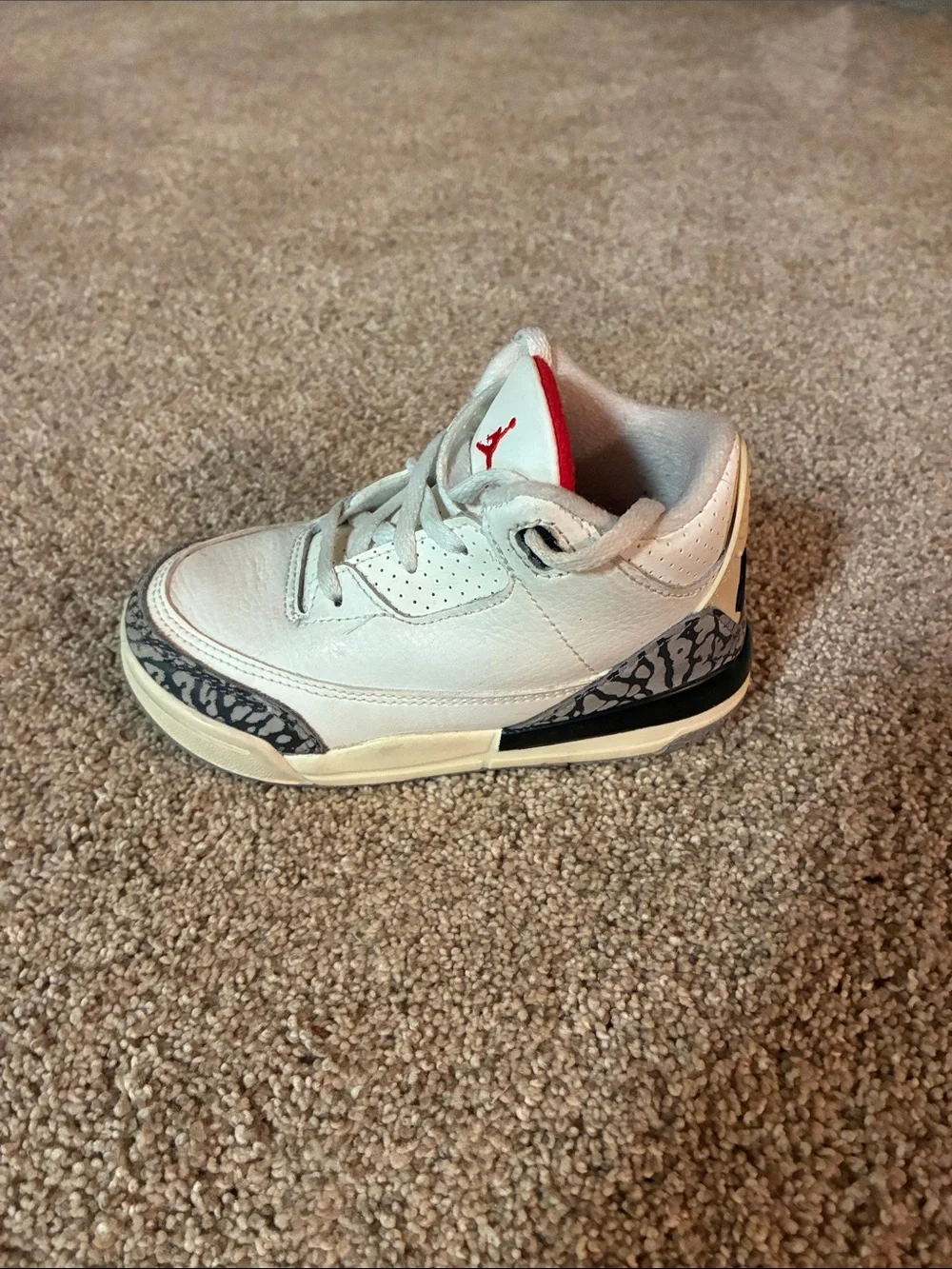 Nike Air Jordan 3 Retro White Cement Kids Sneakers Size 8C